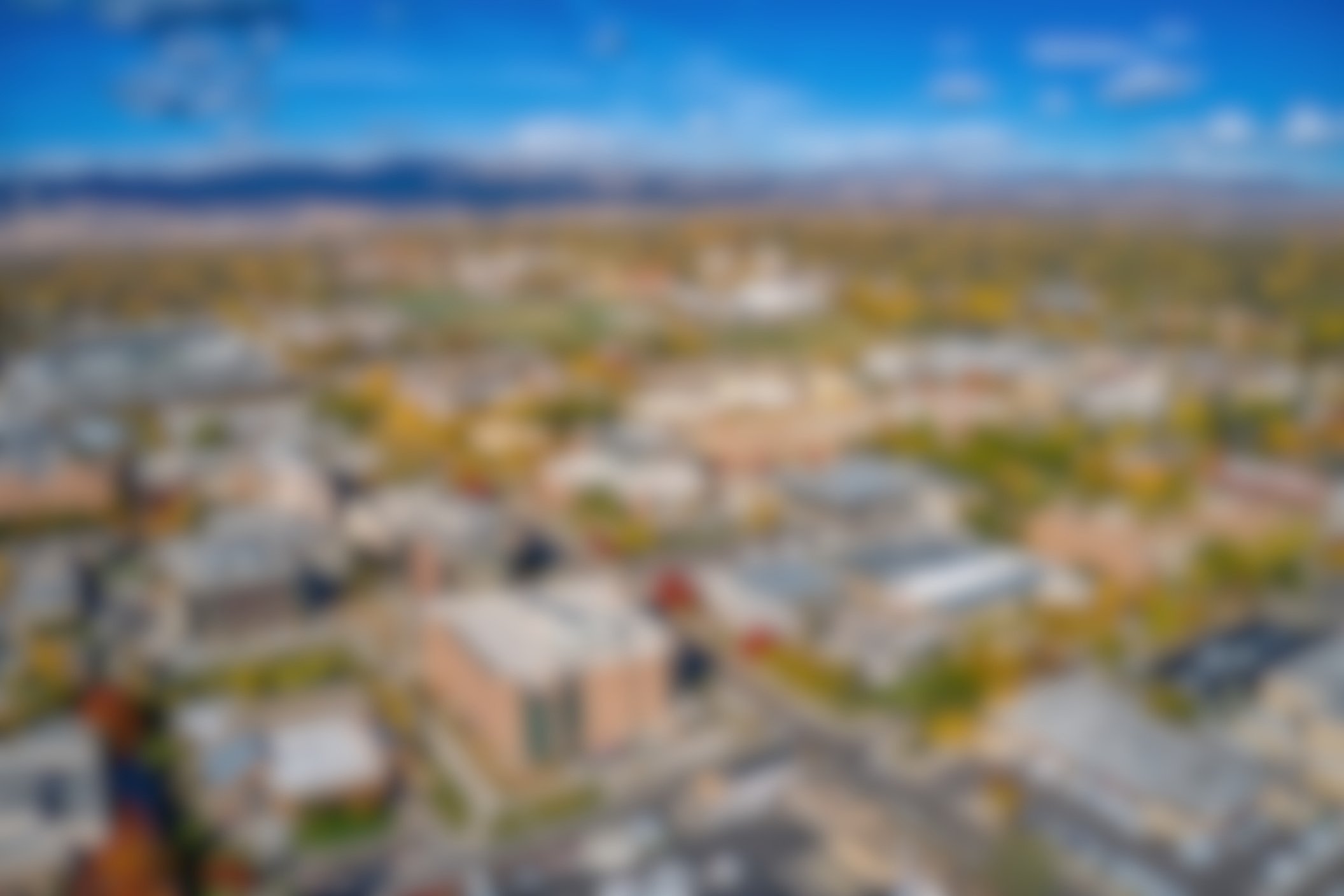 Aerial View of a large Univeristy in Fort Collins, Colorado during Autumn